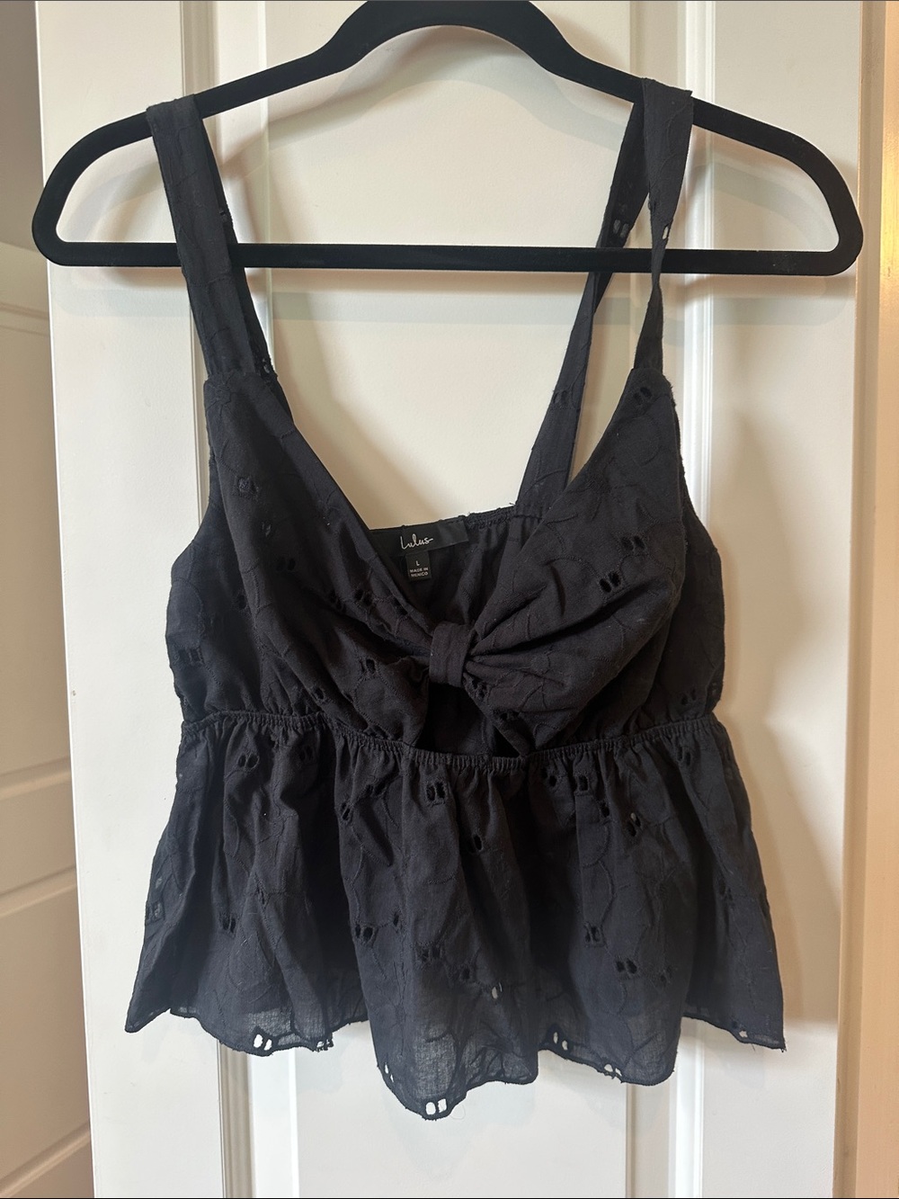 Lulus Peppy Perfection Black Eyelet Embroidered Floral Tank Top - Size L - Picture 2 of 3